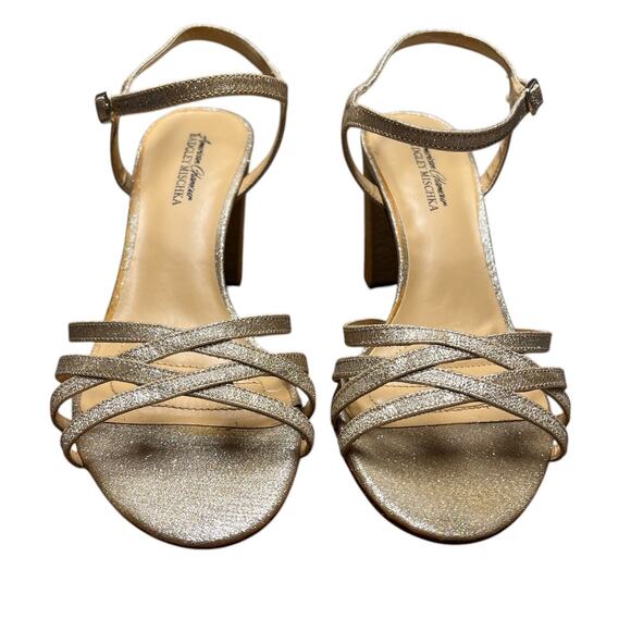 BADGLEY MISCHKA American Glamour Womens 10 Rose Gold Strappy Sparkle Sandal - Picture 2 of 16